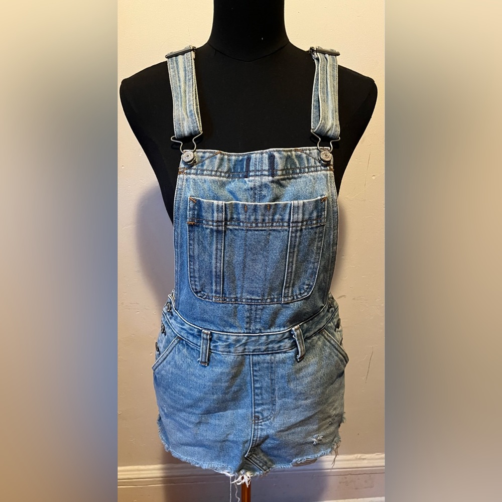 Abercrombie & Fitch Denim Overall Skirt Mid Wash Denim 100% Cotton Size XS